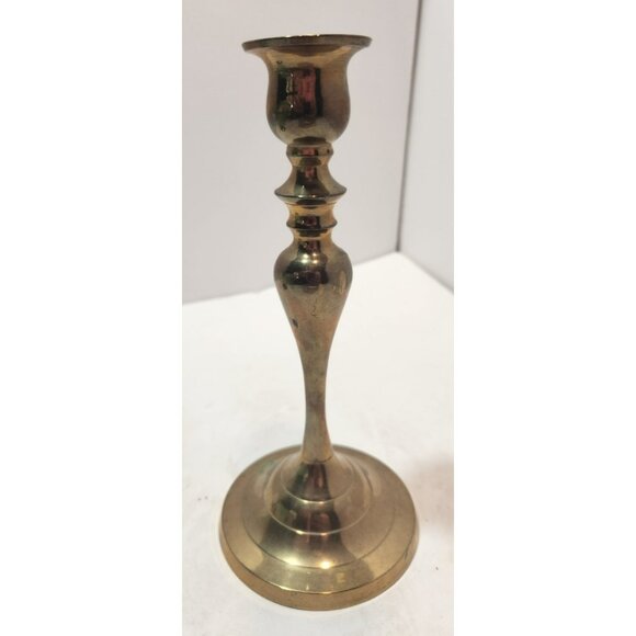 Vintage Brass Taper Round Candlestick Holders 8" Tall Set Of 2 Made in India - Picture 4 of 11